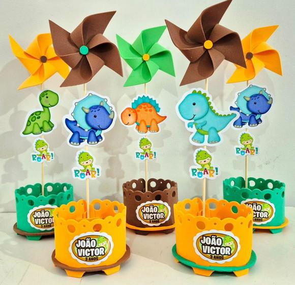 Enfeite Mesa Dino Baby Centro Mesa Dino Menina