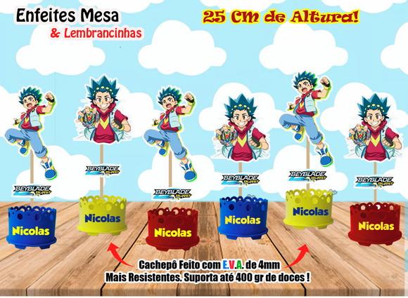 Lembrancinha Beyblade Enfeite Mesa Centro Mesa