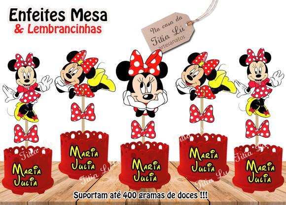 Lembrancinha Minnie Rosa Minnie Vermelha Enfeite Centro Mesa