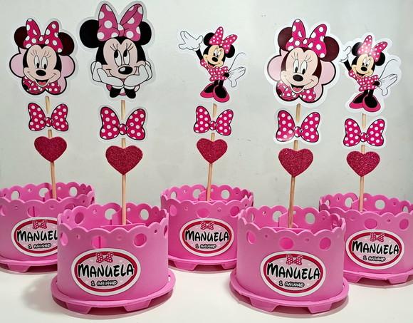 Lembrancinha Minnie Rosa Minnie Vermelha Enfeite Centro Mesa