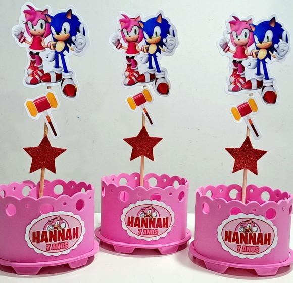 Lembrancinha Sonic Enfeite Mesa Centro Mesa