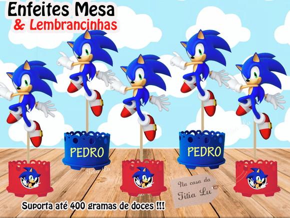 Lembrancinha Sonic Enfeite Mesa Centro Mesa