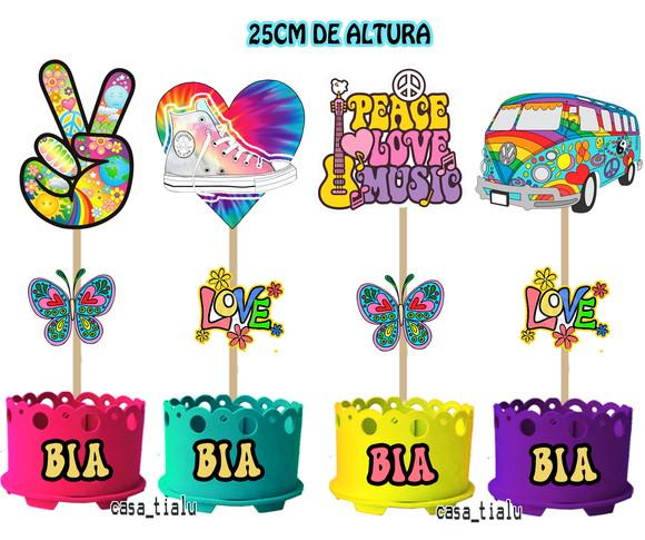 Lembrancinha Tie Dye Retro Anos 70 Paz e Amor Hippie Love