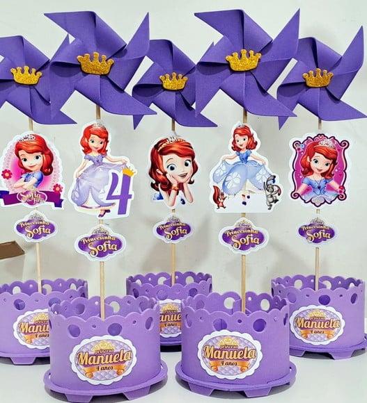 Centro de Mesa Princesa Sofia Enfeite de Mesa Princesa Sofia