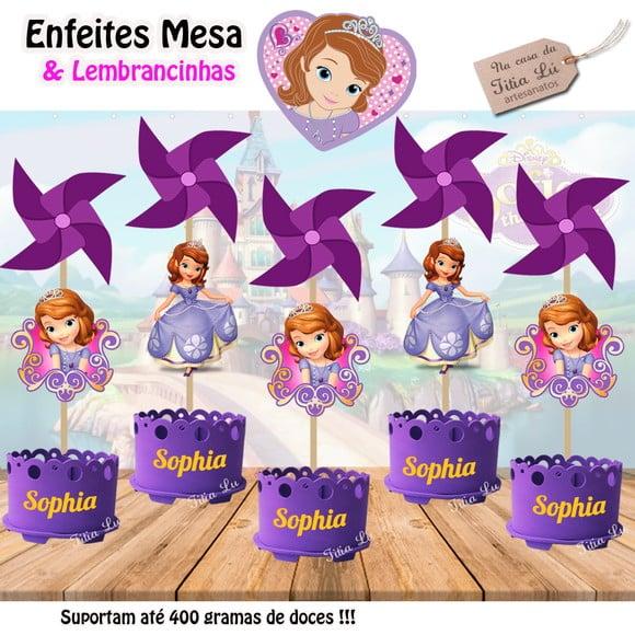 Centro de Mesa Princesa Sofia Enfeite de Mesa Princesa Sofia