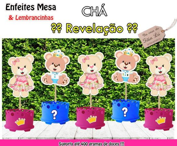 Enfeite Cha Revelacao Ursinho Ursinha Princesa Lembrancinha