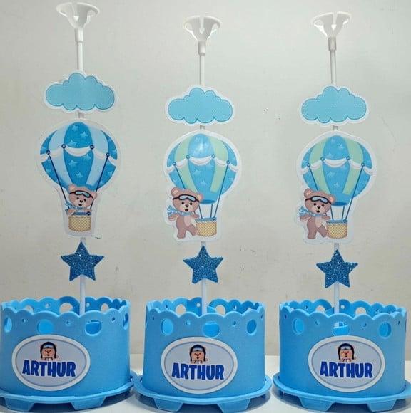 Enfeite Mesa Ursinho Baloeiro Centro Mesa Cha Bebe Ursinho