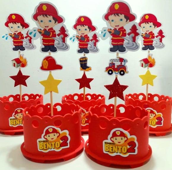 Lembrancinha Bombeiros Enfeite Mesa Centro Mesa