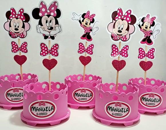 Lembrancinha Minnie Rosa Minnie Vermelha Enfeite Centro Mesa