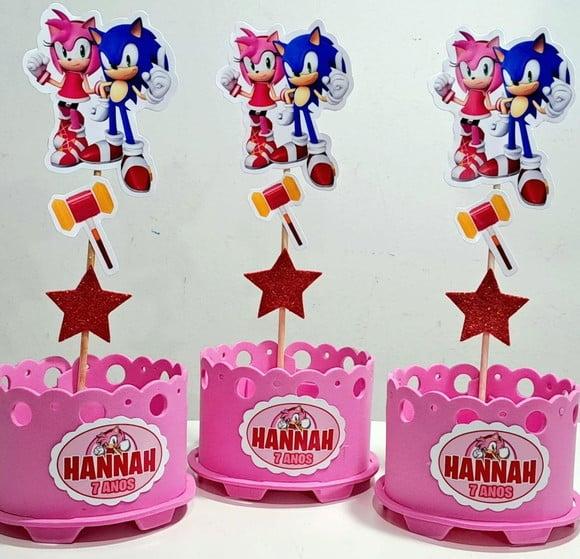 Lembrancinha Sonic Enfeite Mesa Centro Mesa