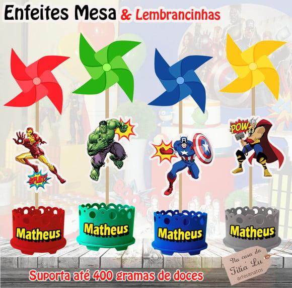 Lembrancinha Vingadores Enfeite Mesa Centro de Mesa