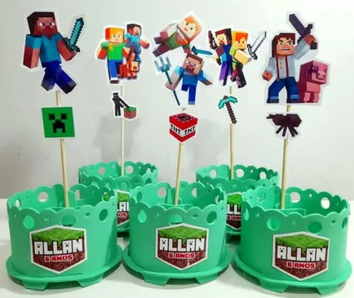 Centro de Mesa Minecraft Enfeite Mesa Minecraft