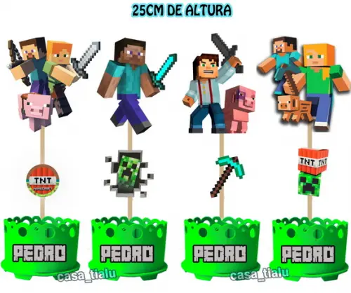 Centro de Mesa Minecraft Enfeite Mesa Minecraft