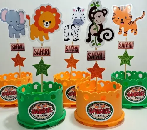 Centro de Mesa Safari Baby Enfeite de Mesa Safari Lembrancin