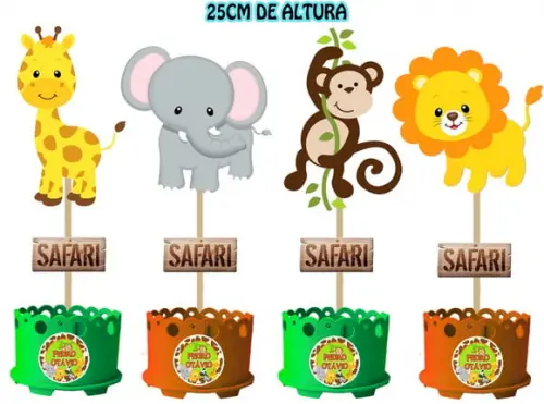 Centro de Mesa Safari Baby Enfeite de Mesa Safari Lembrancin