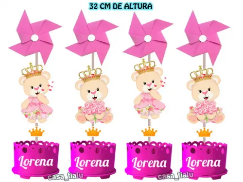 Centro Mesa Ursinha Realeza Enfeites Mesa Ursinha Princesa