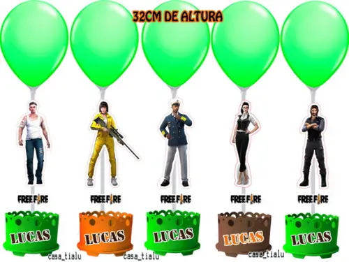 Enfeite de Mesa Free Fire Centro Mesa Free Fire