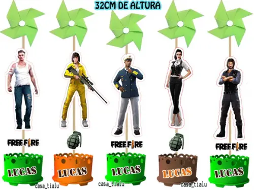 Enfeite de Mesa Free Fire Centro Mesa Free Fire