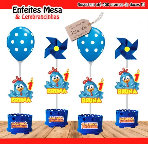 Enfeite de Mesa Galinha Pintadinha Centro de Mesa Galinha