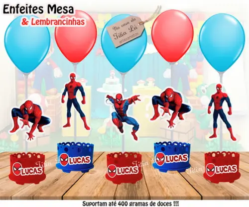 Enfeite de Mesa Homem Aranha Centro de Mesa Heróis