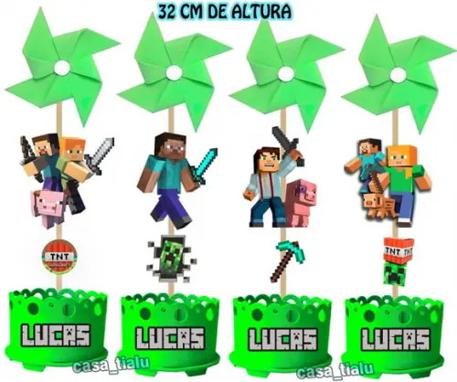 Enfeite de Mesa Minecraft Centro de Mesa Minecraft