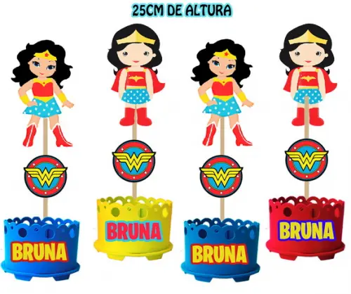 Enfeite de Mesa Mulher Maravilha Baby Cute Centro de Mesa
