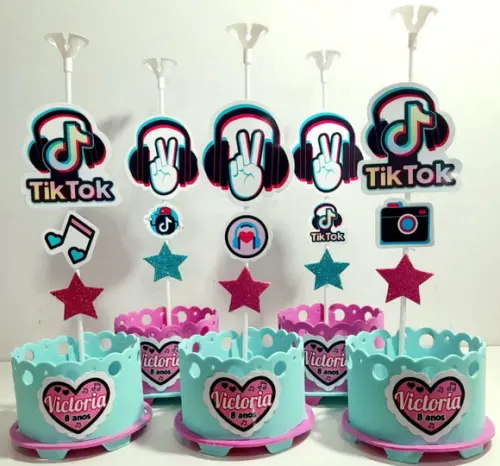 Enfeite de Mesa Tiktok Tik Tok Centro Mesa Arranjo Display
