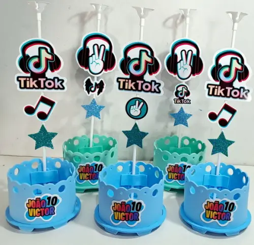 Enfeite de Mesa Tiktok Tik Tok Centro Mesa Arranjo Display