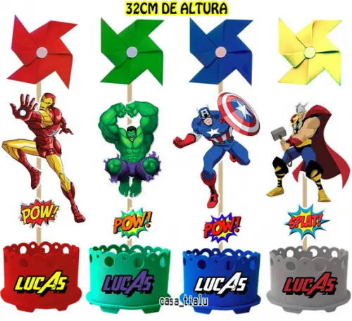 Enfeite de Mesa Vingadores Catavento Centro Mesa Vingadores