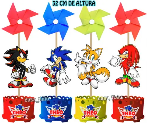 Kit Centro Mesa Sonic Enfeite Mesa Sonic