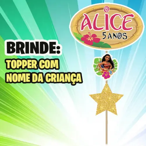 Kit Lembrancinha Moana Centro Enfeite de Mesa Moana