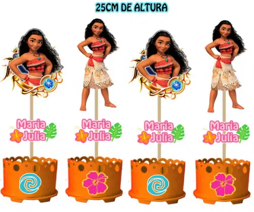 Kit Lembrancinha Moana Centro Enfeite de Mesa Moana