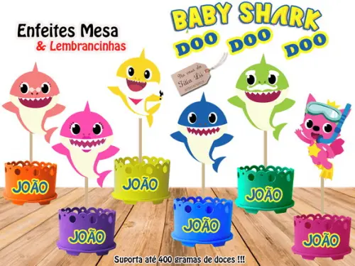 Lembrancinha Baby Shark Enfeite Mesa Centro Mesa