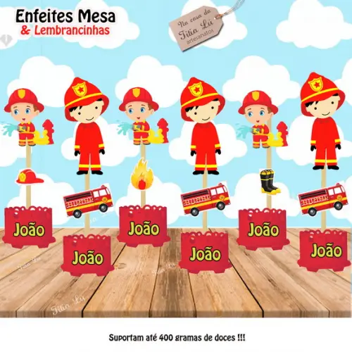 Lembrancinha Bombeiros Enfeite Mesa Centro Mesa