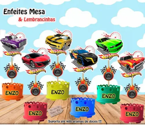Lembrancinha Hotwheels Enfeite Mesa Hotwheels Centro Mesa