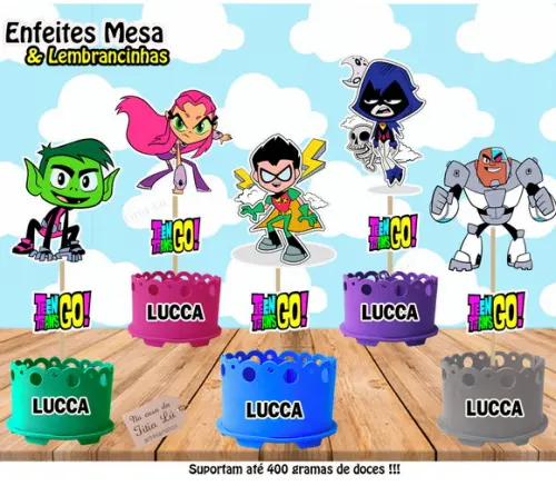 Lembrancinha Jovens Titans Enfeite Mesa Centro Mesa Jovens