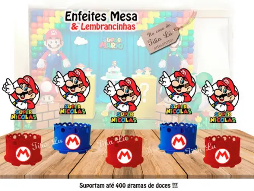 Lembrancinha Mario Bross Super Mario Enfeite Mesa Centro