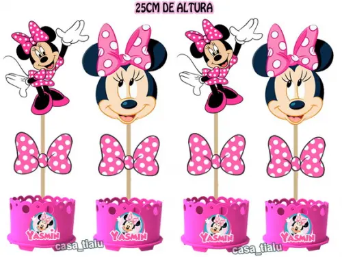 Lembrancinha Minnie Rosa Minnie Vermelha Enfeite Centro Mesa