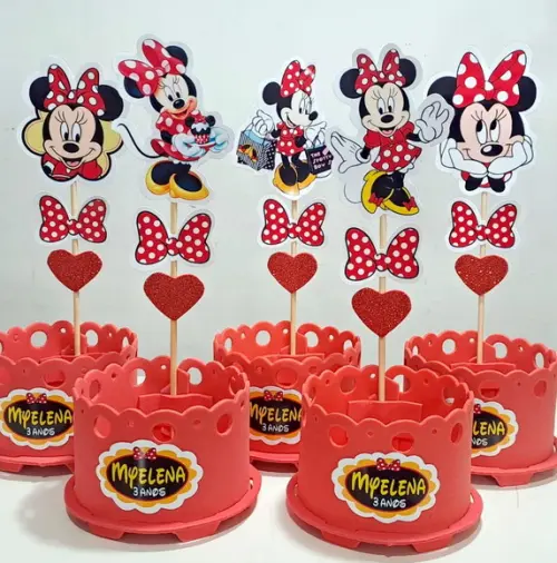 Lembrancinha Minnie Rosa Minnie Vermelha Enfeite Centro Mesa