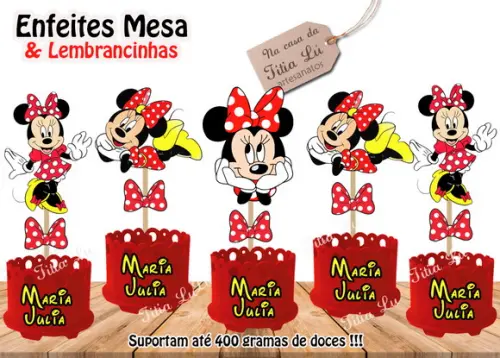 Lembrancinha Minnie Rosa Minnie Vermelha Enfeite Centro Mesa
