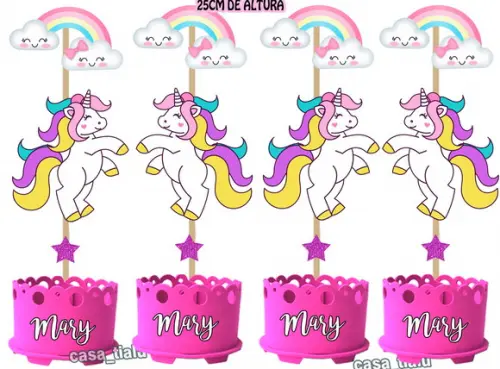 Lembrancinha Unicornio Centro Mesa Enfeite de Mesa Unicornio