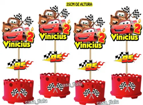 Lembrancinhas Carros Mcqueen Enfeite Display Mesa Kit Festa
