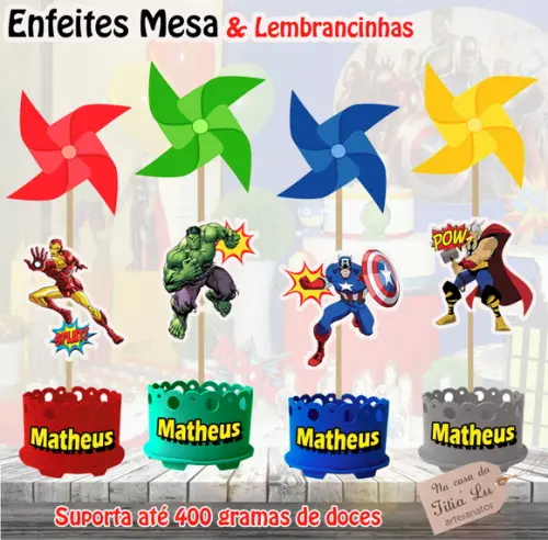 Lembrancinha Vingadores Enfeite Mesa Centro de Mesa