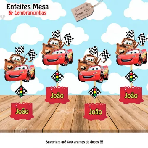 Lembrancinhas Carros Mcqueen Enfeite Display Mesa Kit Festa
