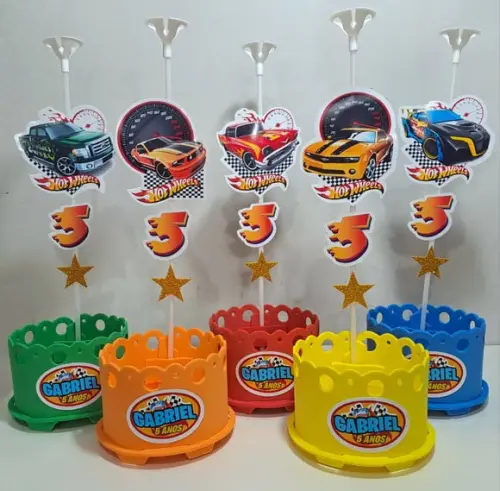Centro de Mesa Hotwheels Enfeite Mesa Hotwheels