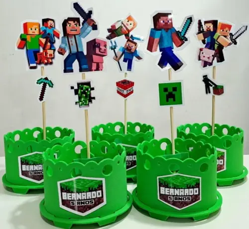 Centro de Mesa Minecraft Enfeite Mesa Minecraft