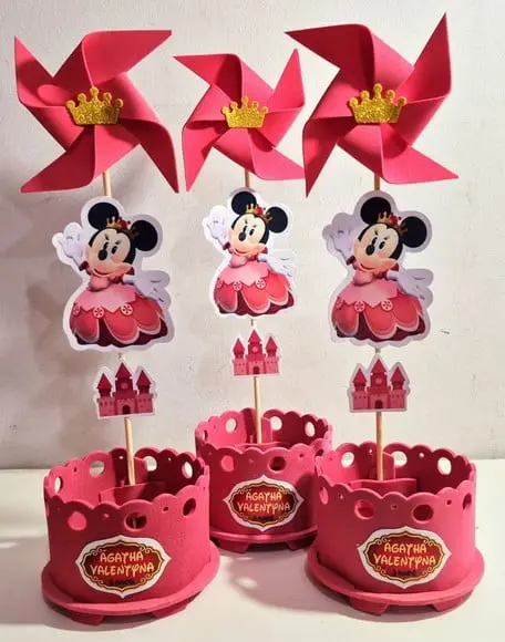 Centro de Mesa Minnie Vermelha Enfeite de Mesa Minnie