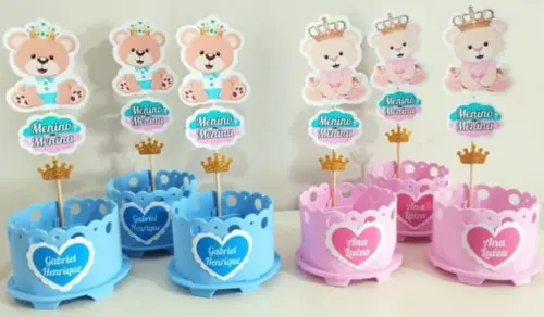Enfeite Cha Revelacao Ursinho Ursinha Princesa Lembrancinha
