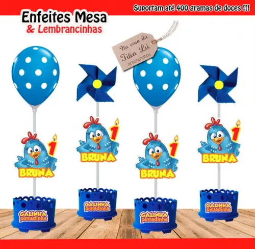 Enfeite de Mesa Galinha Pintadinha Centro de Mesa Galinha