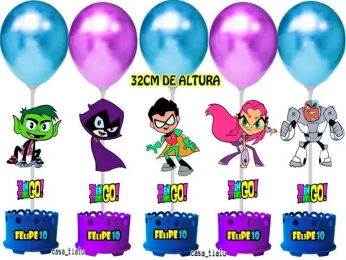 Enfeite de Mesa Jovens Titans Centro de Mesa Jovens Titans